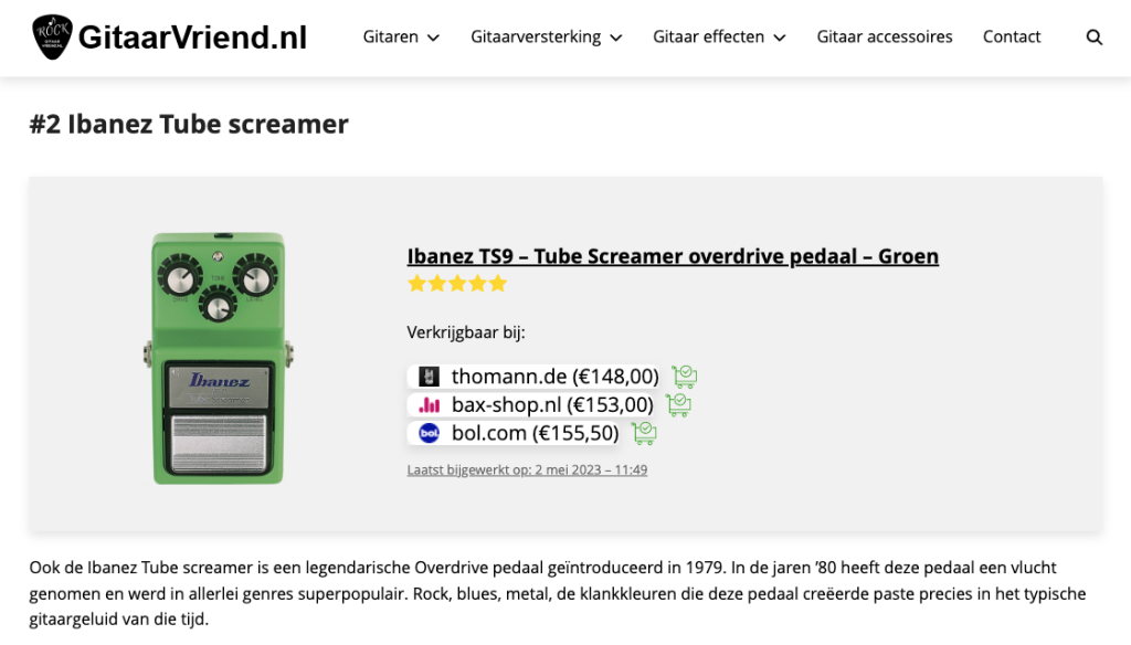 affiliate producten wordpress